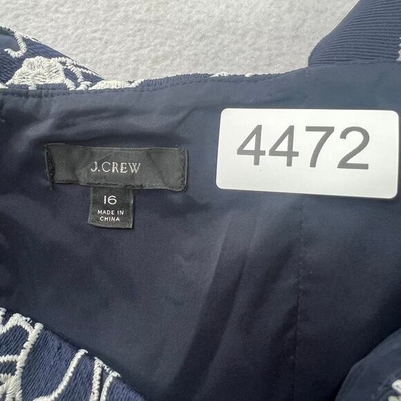 J.CREW Dress Women's Plus Size 16 Navy White Eyelet Midi Flounce Hem Overlay - Picture 12 of 12